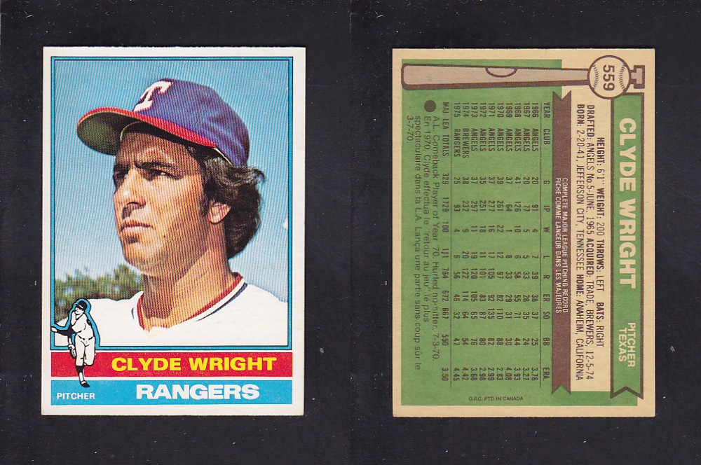 1976 O-PEE-CHEE BASEBALL CARD #559 C. WRIGHT photo