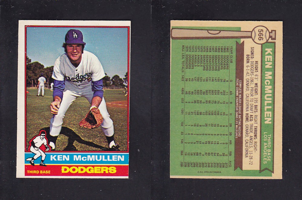 1976 O-PEE-CHEE BASEBALL CARD #566 K. McMULLEN photo 1976 O-PEE-CHEE BASEBALL CARD #566 K. McMULLEN photo