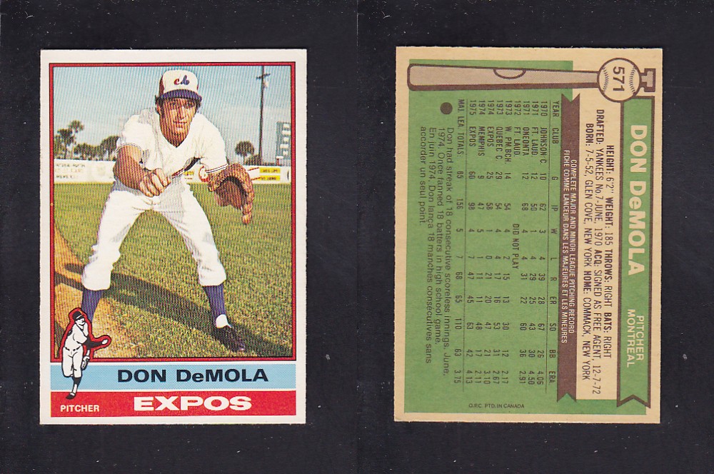 1976 O-PEE-CHEE BASEBALL CARD #571 D. DeMOLA photo 1976 O-PEE-CHEE BASEBALL CARD #571 D. DeMOLA photo