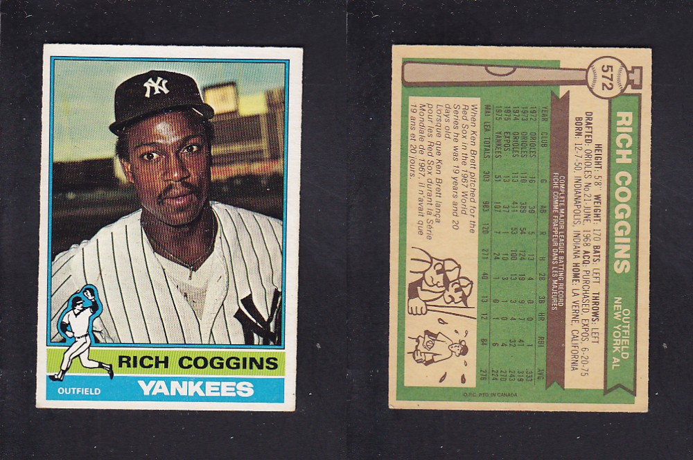 1976 O-PEE-CHEE BASEBALL CARD #572 R. COGGINS photo 1976 O-PEE-CHEE BASEBALL CARD #572 R. COGGINS photo