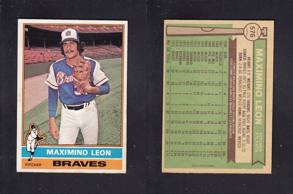 1976 O-PEE-CHEE BASEBALL CARD #576 M. LEON photo 1976 O-PEE-CHEE BASEBALL CARD #576 M. LEON photo