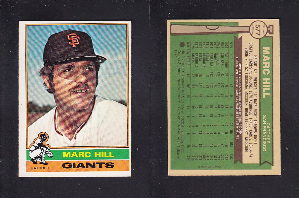 1976 O-PEE-CHEE BASEBALL CARD #577 M. HILL photo