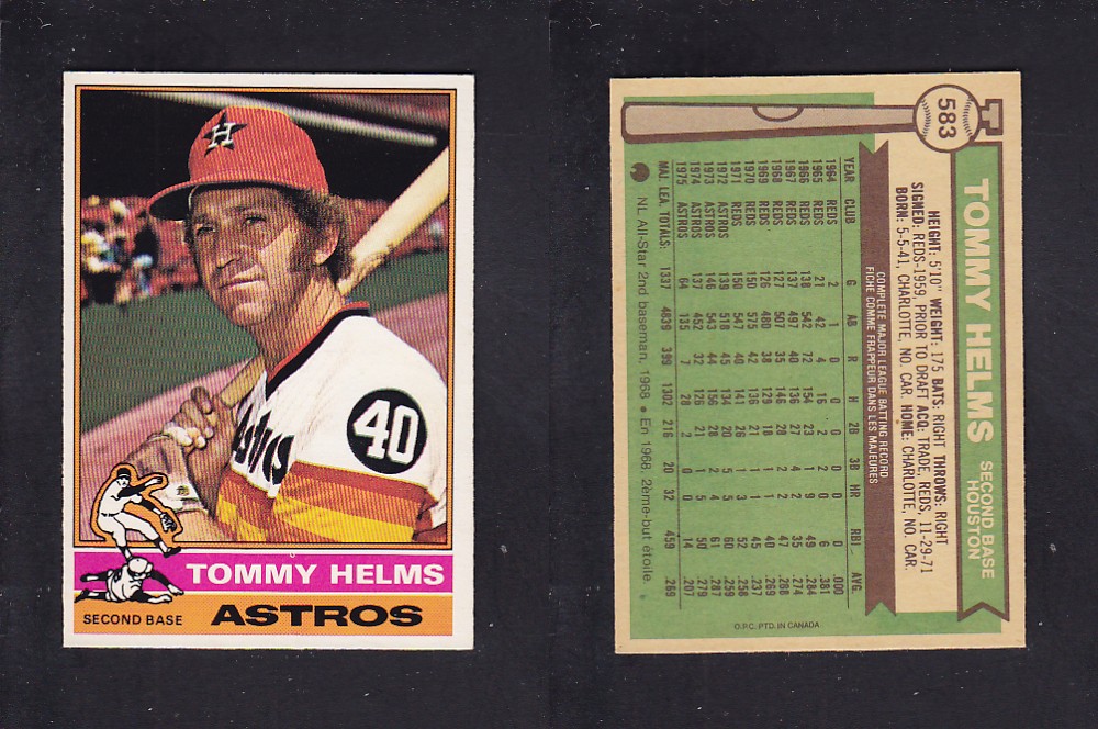 1976 O-PEE-CHEE BASEBALL CARD #583 T. HELMS photo 1976 O-PEE-CHEE BASEBALL CARD #583 T. HELMS photo