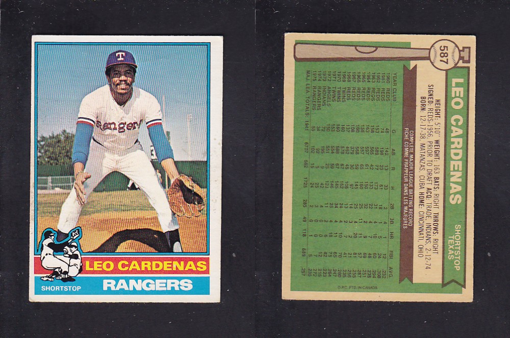 1976 O-PEE-CHEE BASEBALL CARD #587 L. CARDENAS photo 1976 O-PEE-CHEE BASEBALL CARD #587 L. CARDENAS photo