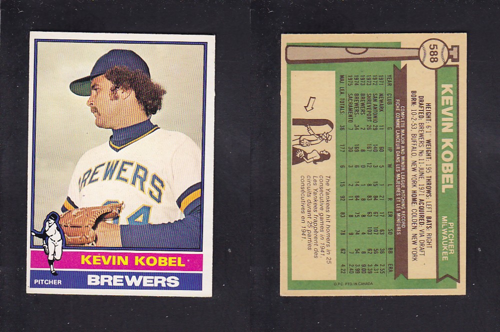 1976 O-PEE-CHEE BASEBALL CARD #588 K. KOBEL photo