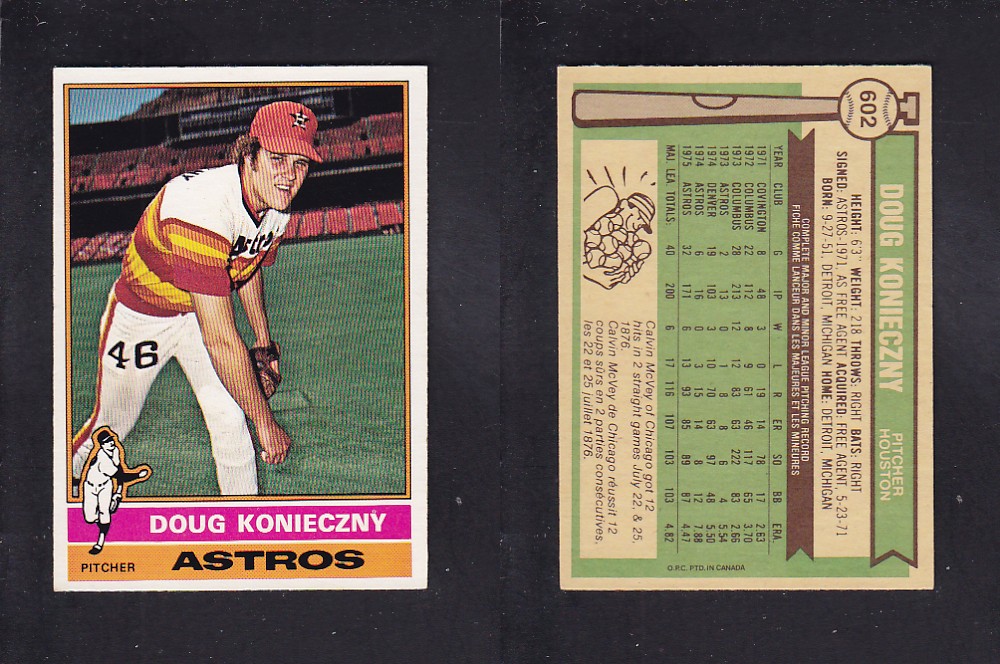 1976 O-PEE-CHEE BASEBALL CARD #602 D. KONIECZNY photo