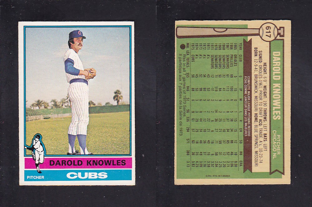 1976 O-PEE-CHEE BASEBALL CARD #617 D. KNOWLES photo