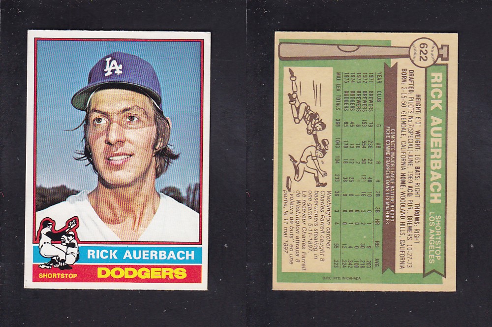 1976 O-PEE-CHEE BASEBALL CARD #622 R. AUERBACH photo