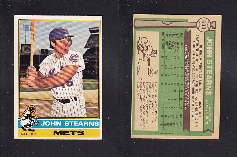 1976 O-PEE-CHEE BASEBALL CARD #633 J. STEARNS photo