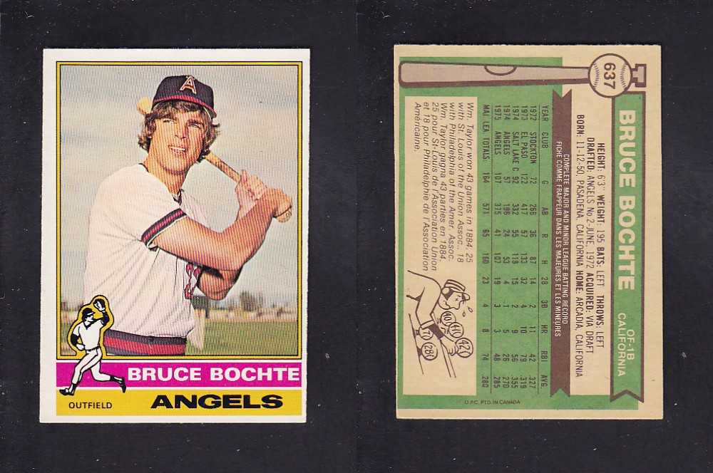 1976 O-PEE-CHEE BASEBALL CARD #637 B. BOCHTE photo