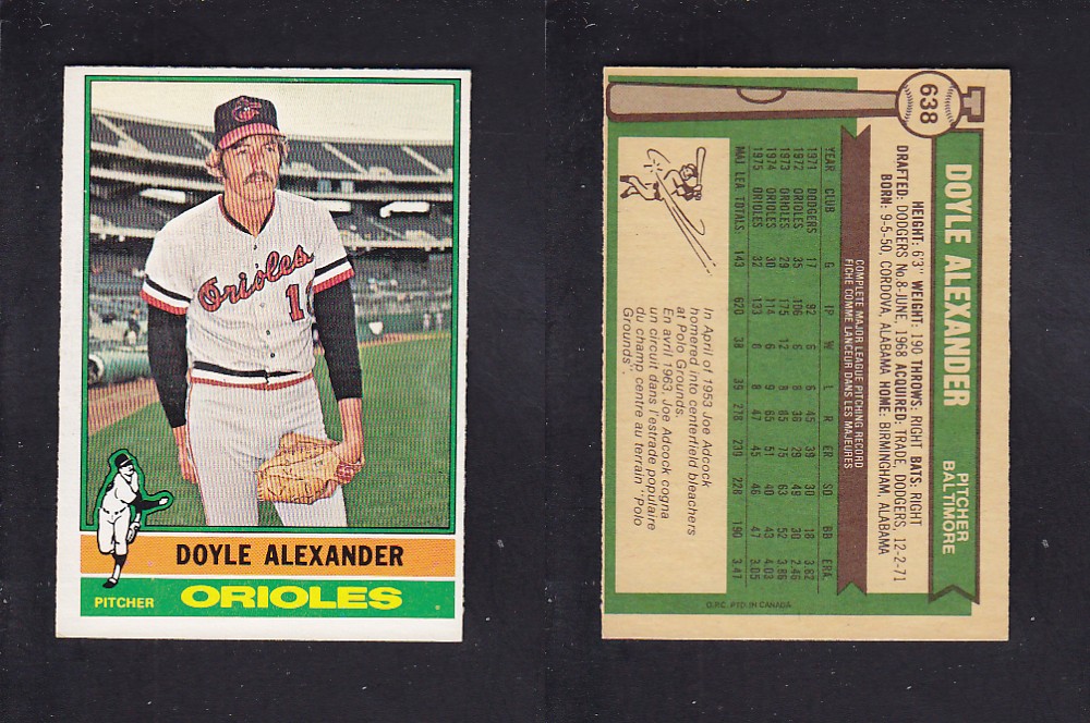 1976 O-PEE-CHEE BASEBALL CARD #638 D. ALEXANDER photo