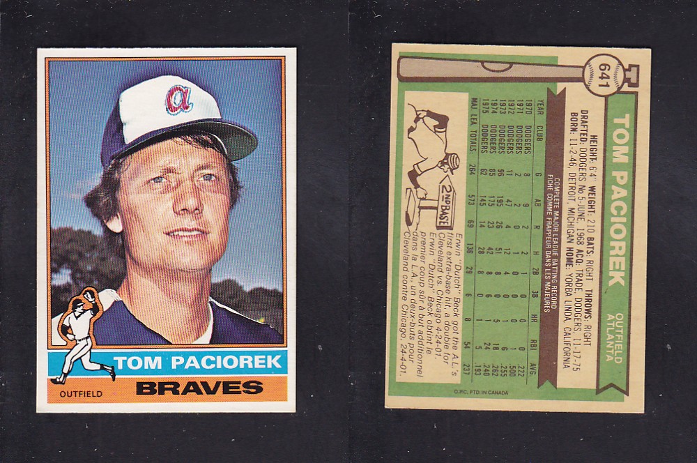 1976 O-PEE-CHEE BASEBALL CARD #641 T. PACIOREK photo