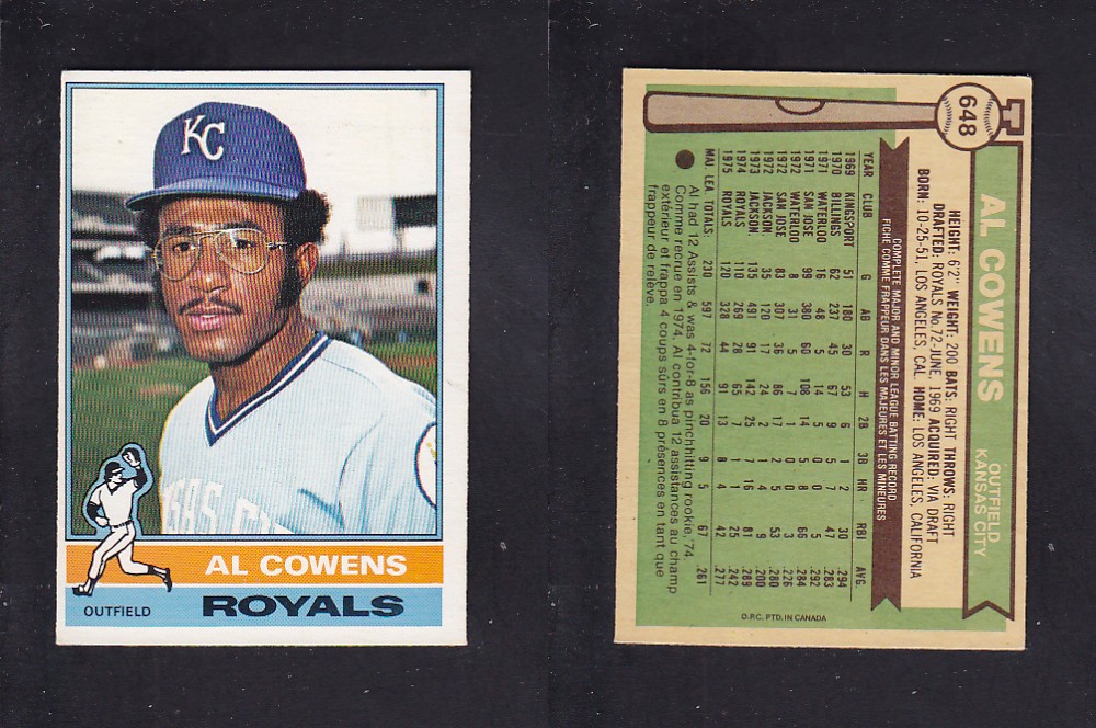 1976 O-PEE-CHEE BASEBALL CARD #648 A. COWENS photo