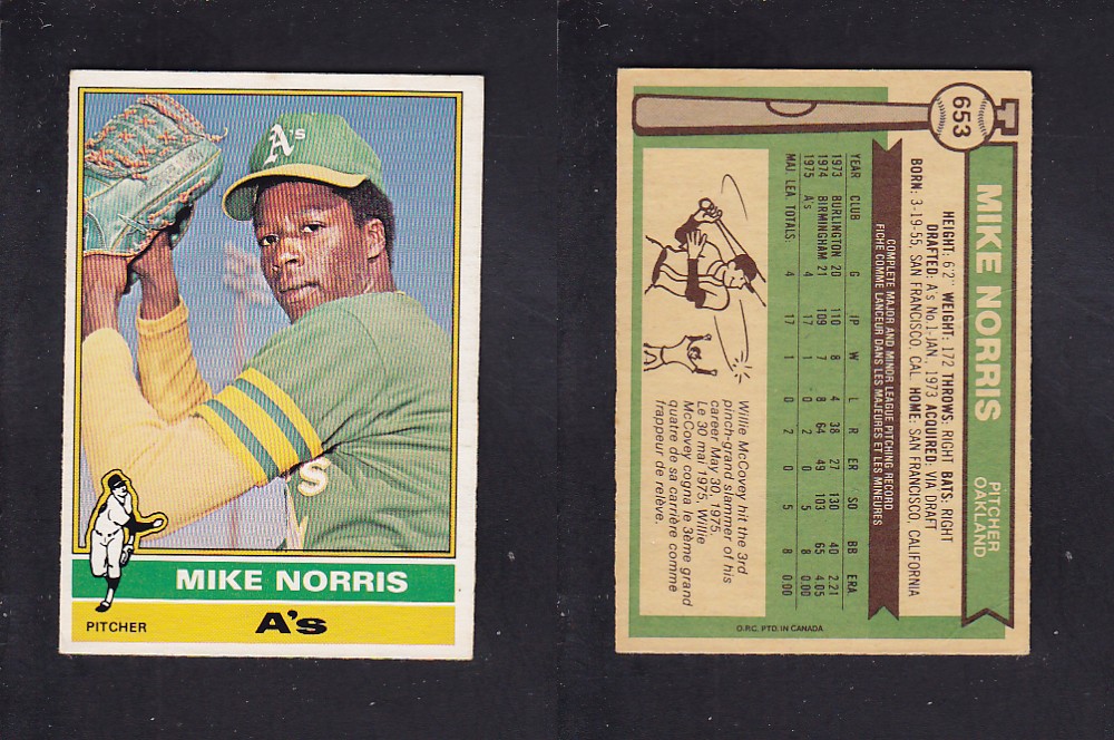 1976 O-PEE-CHEE BASEBALL CARD #653 M. NORRIS photo