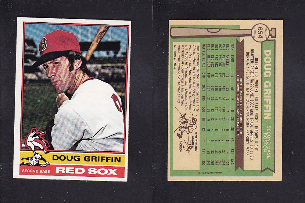 1976 O-PEE-CHEE BASEBALL CARD #654 D. GRIFFIN photo 1976 O-PEE-CHEE BASEBALL CARD #654 D. GRIFFIN photo