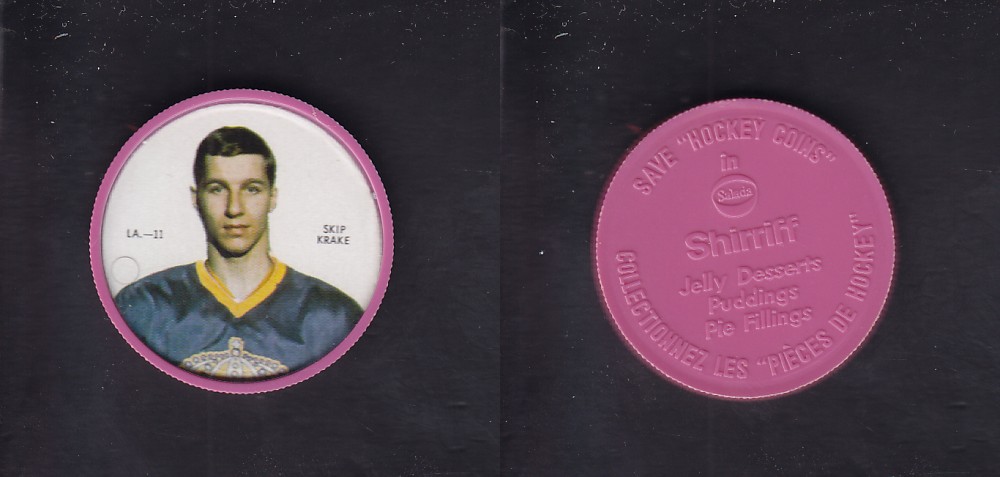 1968-69 SHIRRIFF HOCKEY COIN S. KRAKE LA-11 *SP* photo 1968-69 SHIRRIFF HOCKEY COIN S. KRAKE LA-11 *SP* photo