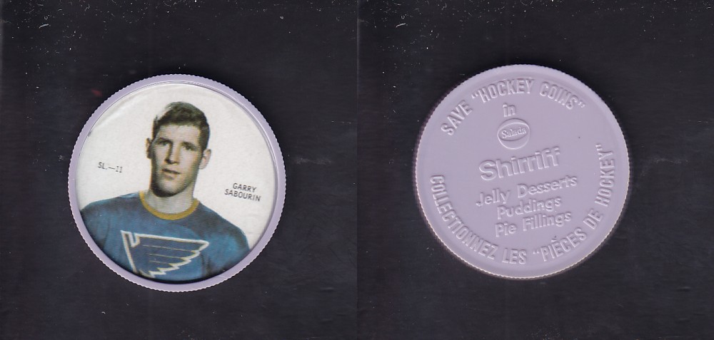 1968-69 SHIRRIFF HOCKEY COIN G. SABOURIN SL-11 *SP* photo 1968-69 SHIRRIFF HOCKEY COIN G. SABOURIN SL-11 *SP* photo