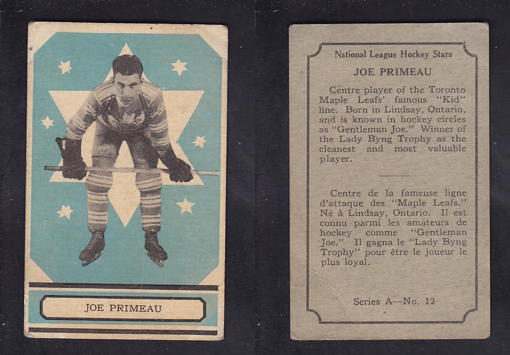 1933-34 O-PEE-CHEE HOCKEY CARD SER. A #12 J. PRIMEAU photo 1933-34 O-PEE-CHEE HOCKEY CARD SER. A #12 J. PRIMEAU photo