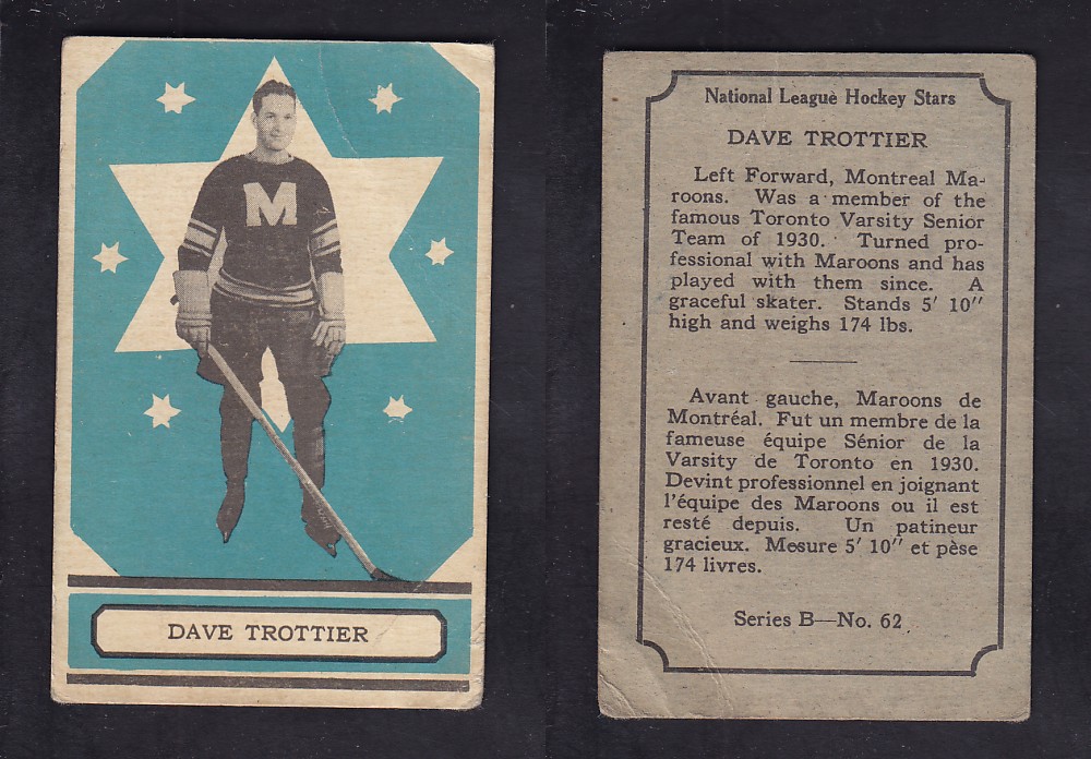 1933-34 O-PEE-CHEE HOCKEY CARD SER. A #62 D. TROTTIER photo 1933-34 O-PEE-CHEE HOCKEY CARD SER. A #62 D. TROTTIER photo