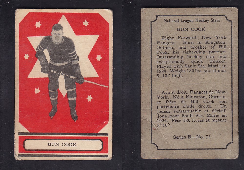 1933-34 O-PEE-CHEE HOCKEY CARD SER. A #72 B. COOK photo 1933-34 O-PEE-CHEE HOCKEY CARD SER. A #72 B. COOK photo