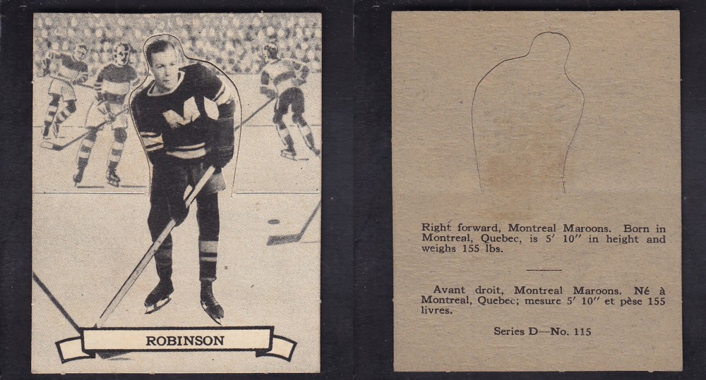 1936-37 O-PEE-CHEE HOCKEY CARD SER. D #115 E. ROBINSON photo 1936-37 O-PEE-CHEE HOCKEY CARD SER. D #115 E. ROBINSON photo