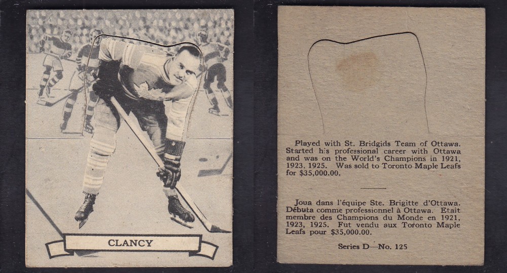 1936-37 O-PEE-CHEE HOCKEY CARD SER. D #125 F. CLANCY photo 1936-37 O-PEE-CHEE HOCKEY CARD SER. D #125 F. CLANCY photo