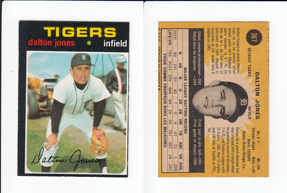 1971 O-PEE-CHEE BASEBALL CARD #367 D. JONES photo 1971 O-PEE-CHEE BASEBALL CARD #367 D. JONES photo