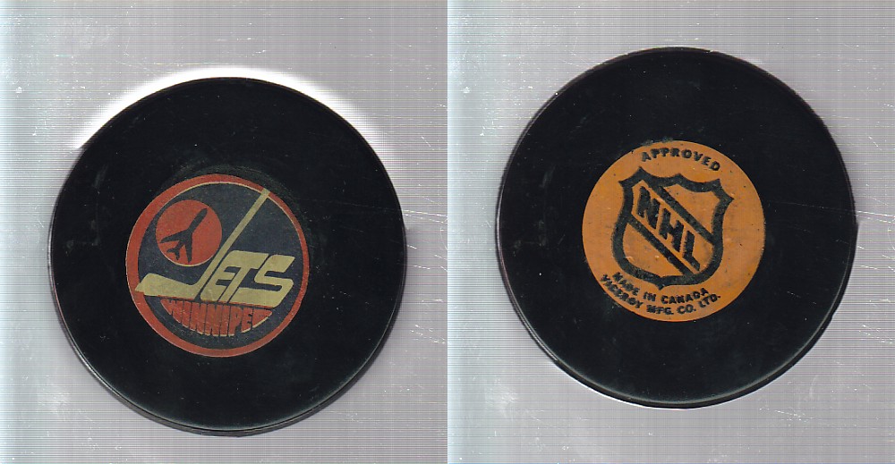 1975-83 VICEROY V3 WINNIPEG JETS GAME PUCK photo
