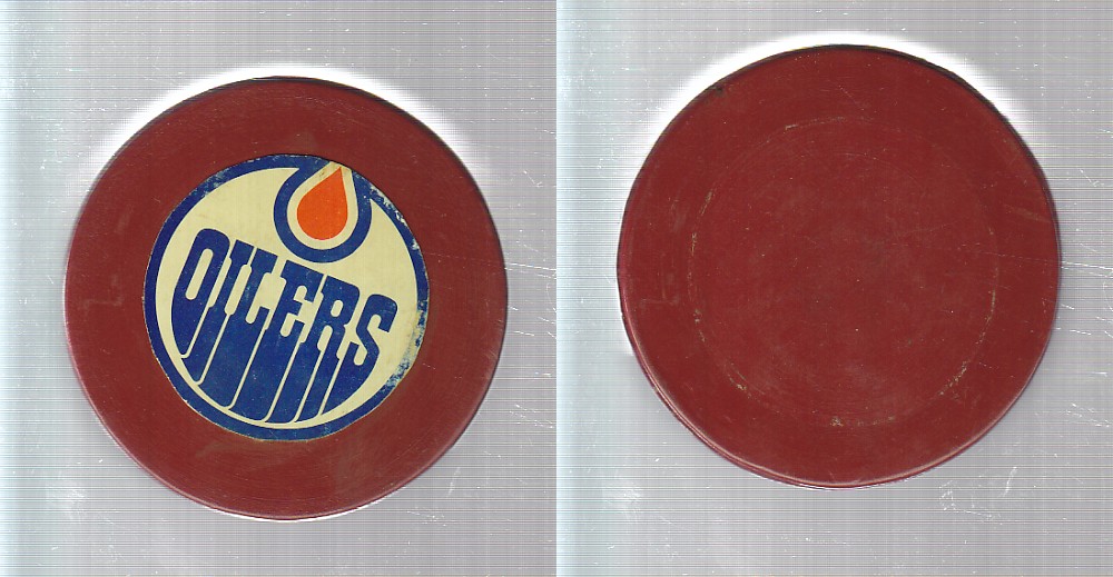 1972 WHA BILTRITE EDMONTON OILERS RED PUCK photo