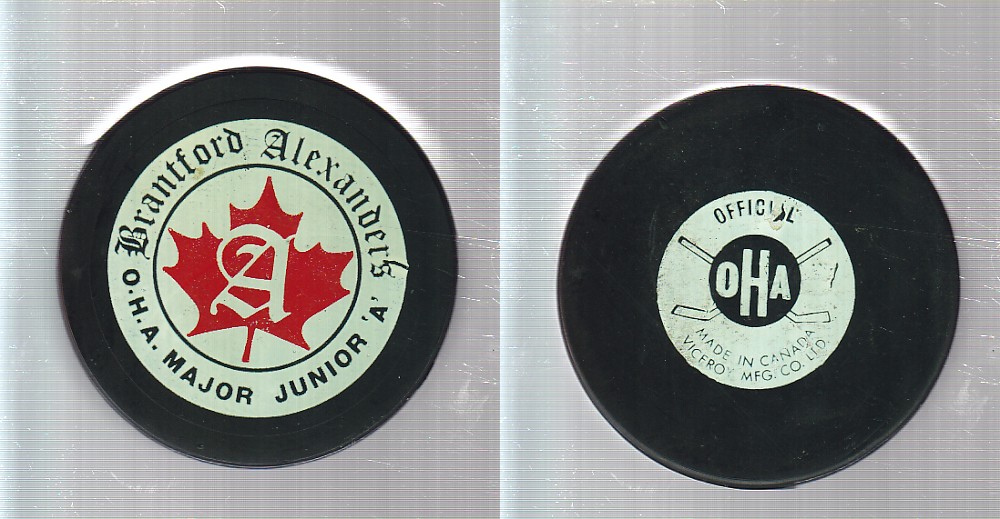 1975-81 VICEROY V3 BRANTFORD ALEXANDERS GAME PUCK photo 1975-81 VICEROY V3 BRANTFORD ALEXANDERS GAME PUCK photo