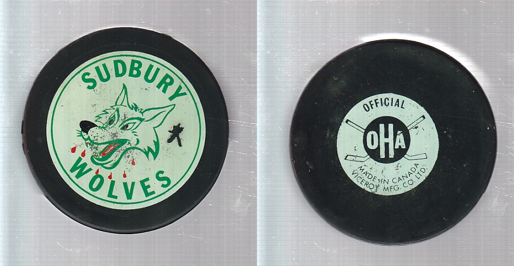 1975-81 VICEROY V3 SUDBURY WOLVES GAME PUCK photo