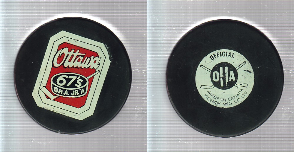 1975-83 VICEROY V3 OTTAWA 67'S GAME PUCK photo 1975-83 VICEROY V3 OTTAWA 67'S GAME PUCK photo