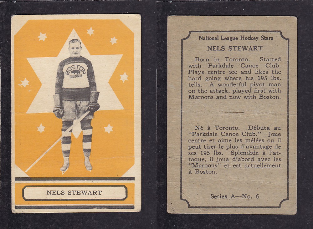1933-34 O-PEE-CHEE HOCKEY CARD #6 N. STEWART photo 1933-34 O-PEE-CHEE HOCKEY CARD #6 N. STEWART photo