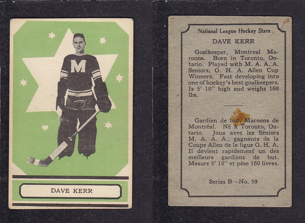 1933-34 O-PEE-CHEE HOCKEY CARD #59 D. KERR photo 1933-34 O-PEE-CHEE HOCKEY CARD #59 D. KERR photo