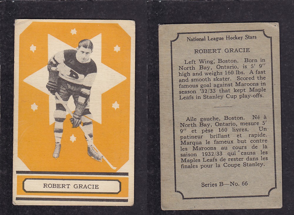 1933-34 O-PEE-CHEE HOCKEY CARD #66 R. GRACIE photo 1933-34 O-PEE-CHEE HOCKEY CARD #66 R. GRACIE photo