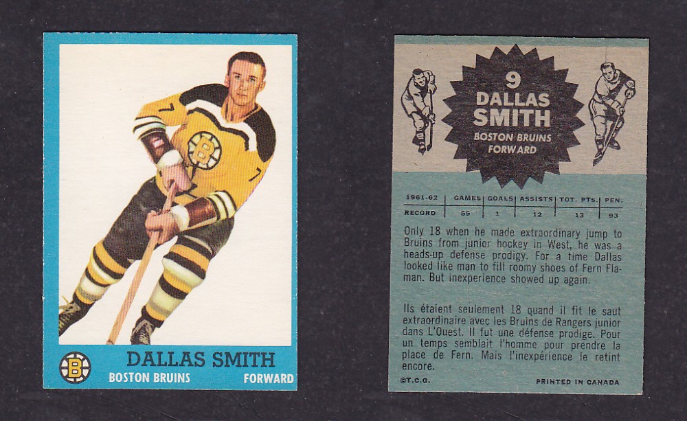 1962-63 TOPPS HOCKEY CARD #9 D. SMITH photo 1962-63 TOPPS HOCKEY CARD #9 D. SMITH photo