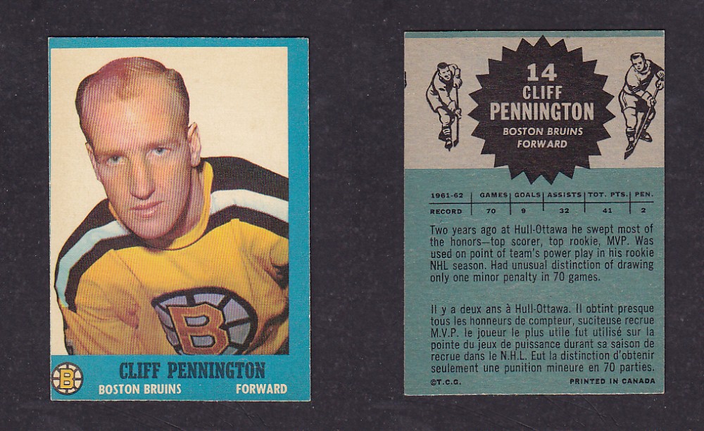 1962-63 TOPPS HOCKEY CARD #14 C. PENNINGTON photo 1962-63 TOPPS HOCKEY CARD #14 C. PENNINGTON photo