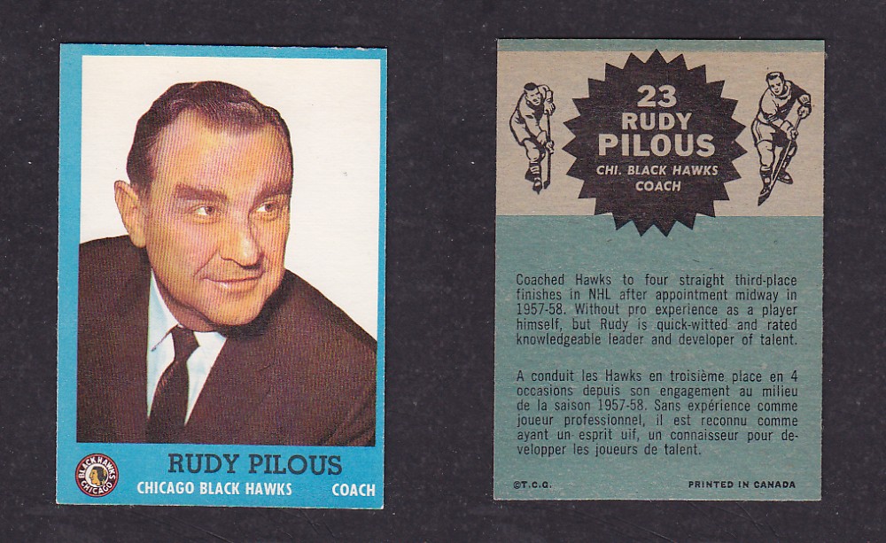 1962-63 TOPPS HOCKEY CARD #23 R. PILOUS photo 1962-63 TOPPS HOCKEY CARD #23 R. PILOUS photo