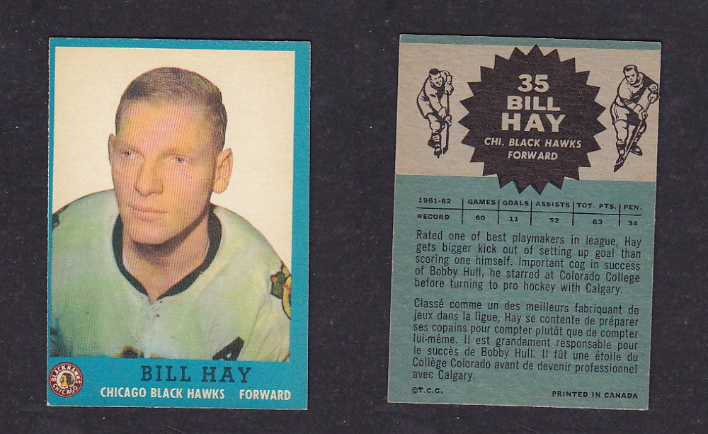 1962-63 TOPPS HOCKEY CARD #35 B. HAY photo 1962-63 TOPPS HOCKEY CARD #35 B. HAY photo