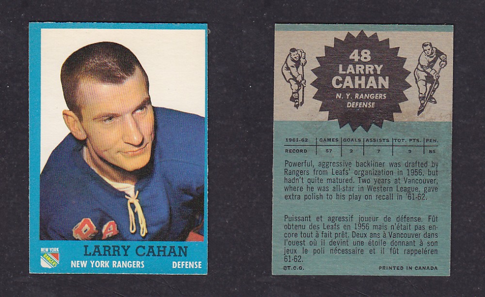 1962-63 TOPPS HOCKEY CARD #48 L. CAHAN photo 1962-63 TOPPS HOCKEY CARD #48 L. CAHAN photo