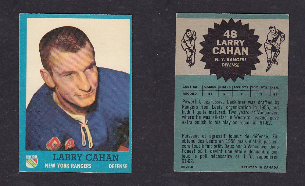 1962-63 TOPPS HOCKEY CARD #48 L. CAHAN photo 1962-63 TOPPS HOCKEY CARD #48 L. CAHAN photo