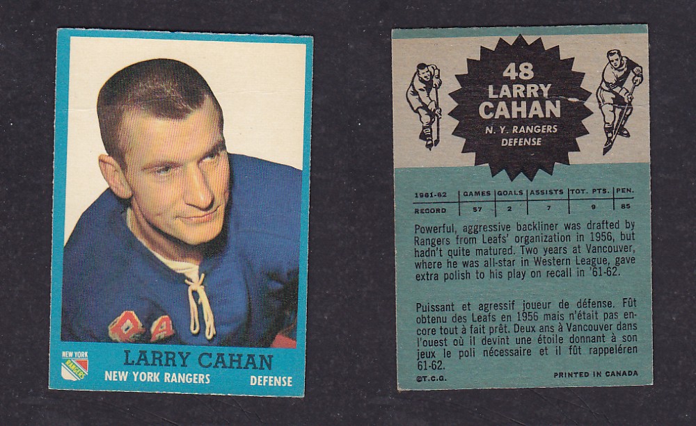 1962-63 TOPPS HOCKEY CARD #48 L. CAHAN photo 1962-63 TOPPS HOCKEY CARD #48 L. CAHAN photo