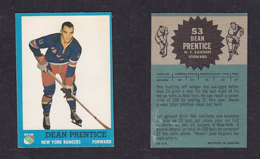 1962-63 TOPPS HOCKEY CARD #53 D. PRENTICE photo 1962-63 TOPPS HOCKEY CARD #53 D. PRENTICE photo