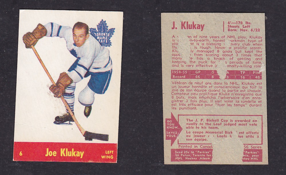 1955-56 PACK HURTS HOCKEY CARD #6 J. KLUKAY photo