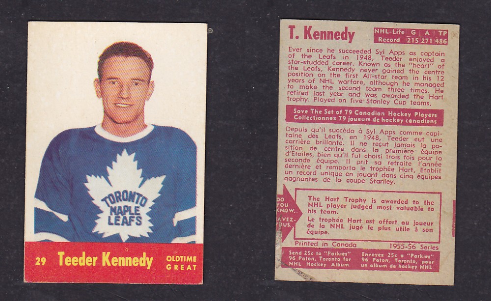 1955-56 PACK HURTS HOCKEY CARD #29 T. KENNEDY photo