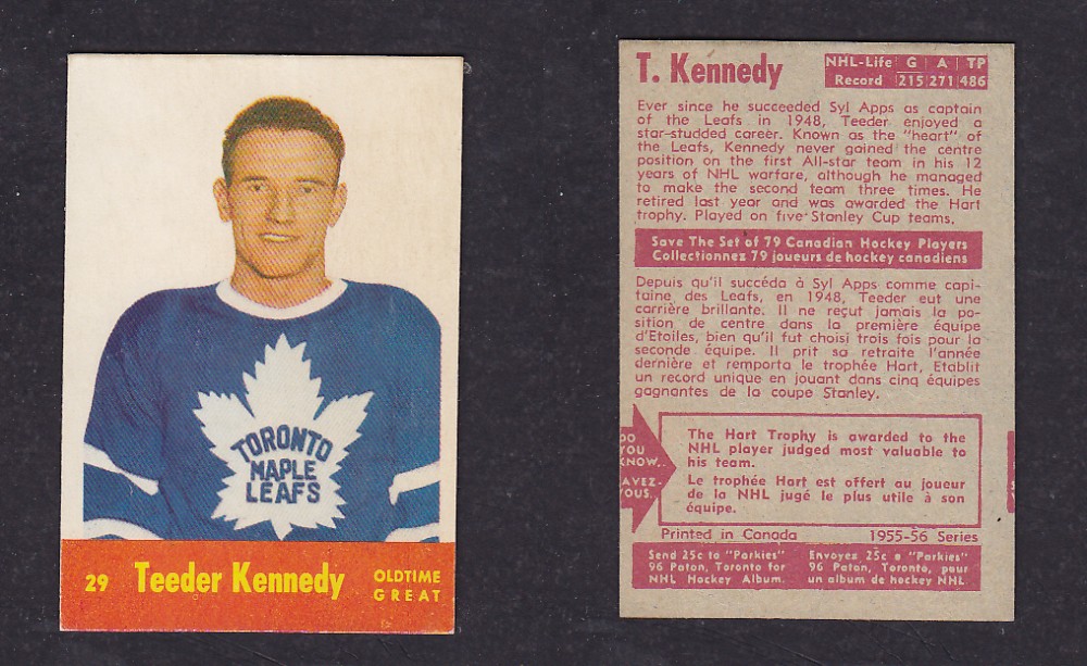 1955-56 PACK HURTS HOCKEY CARD #29 T. KENNEDY photo