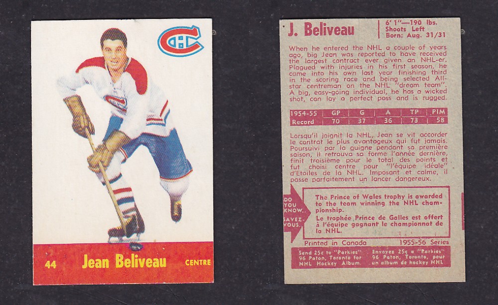 1955-56 PACK HURTS HOCKEY CARD #44 J. BELIVEAU photo