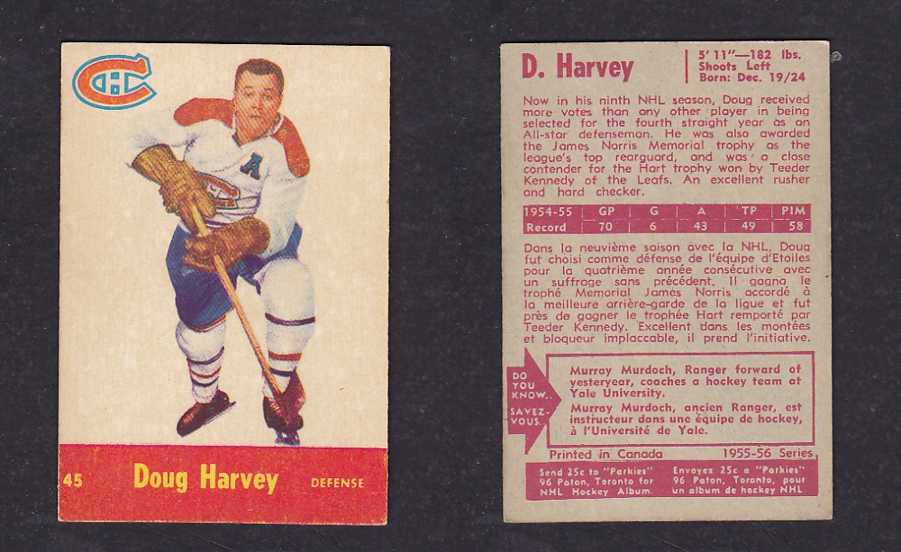 1955-56 PACK HURTS HOCKEY CARD #45 D. HARVEY photo