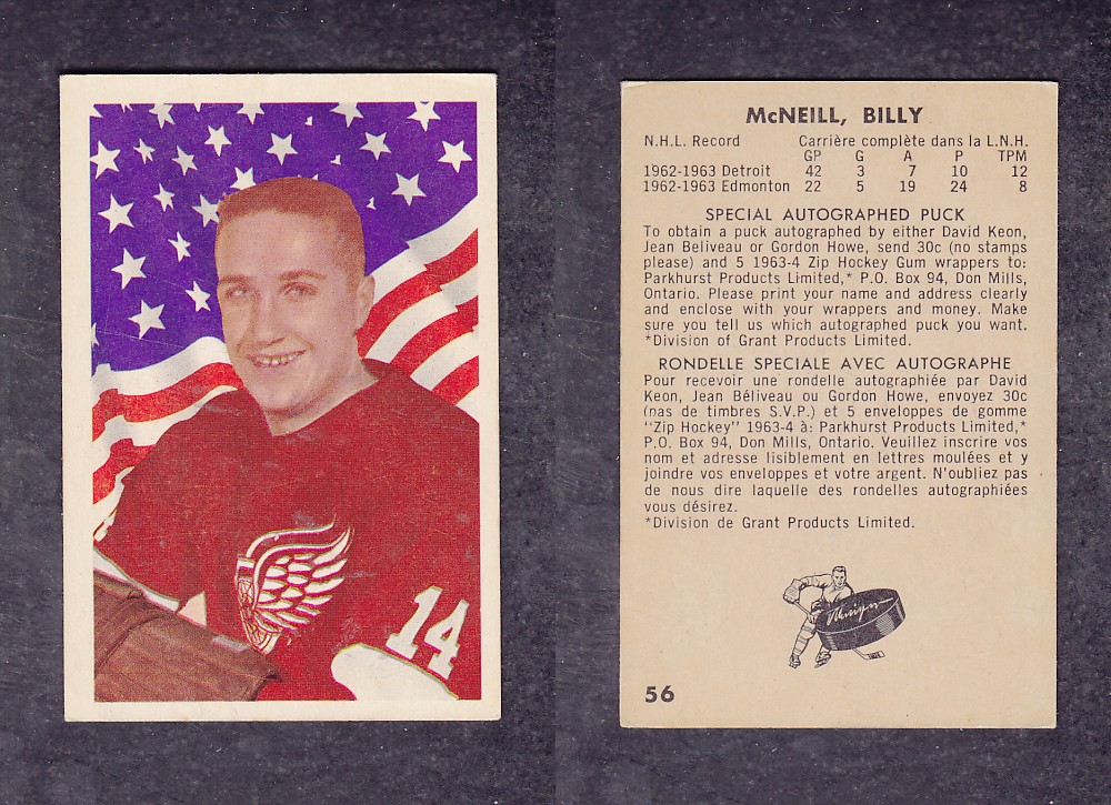 1963-64 PARKHURST HOCKEY CARD #56 B. McNEIL photo 1963-64 PARKHURST HOCKEY CARD #56 B. McNEIL photo
