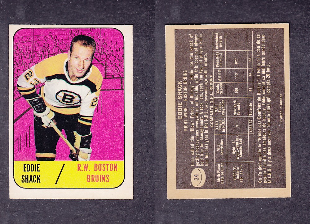 1967-68 TOPPS HOCKEY CARD #34 E. SHACK photo 1967-68 TOPPS HOCKEY CARD #34 E. SHACK photo